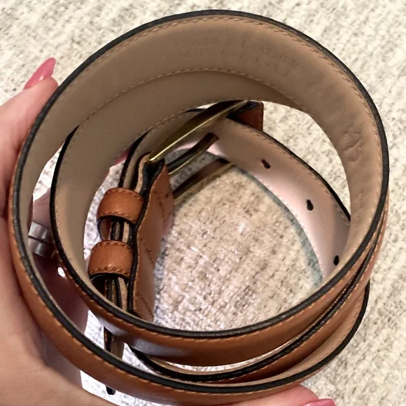 Brooks Brothers Stitched Leather Belt with Brass Buckle Size 34